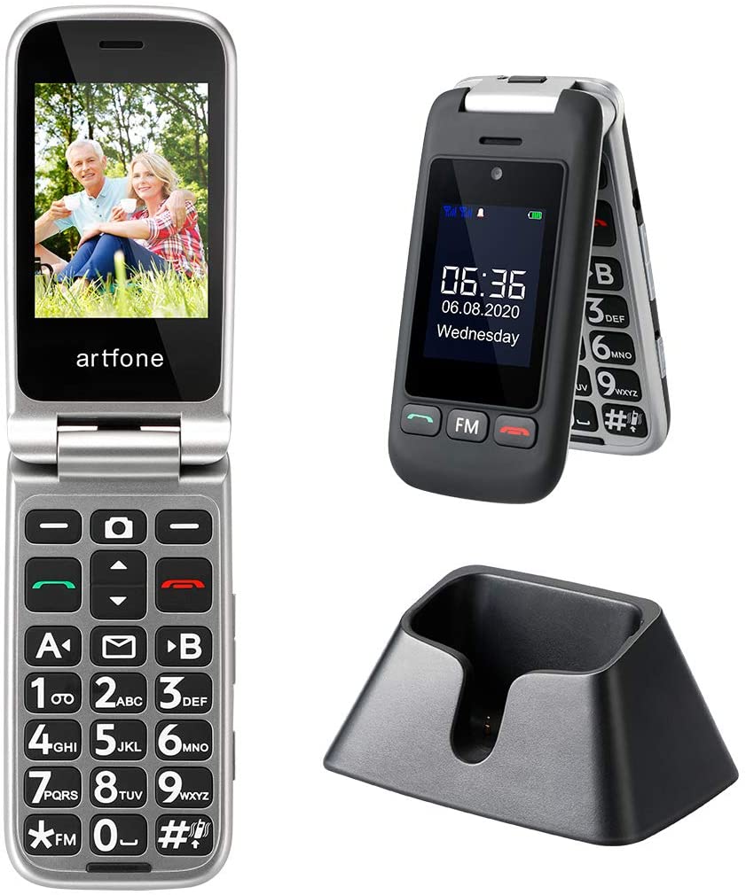 Artfone C10 Flip Große Taste Handy, senior Telefon mit Ladestation und Große Bildschirm für Ältere (2G)