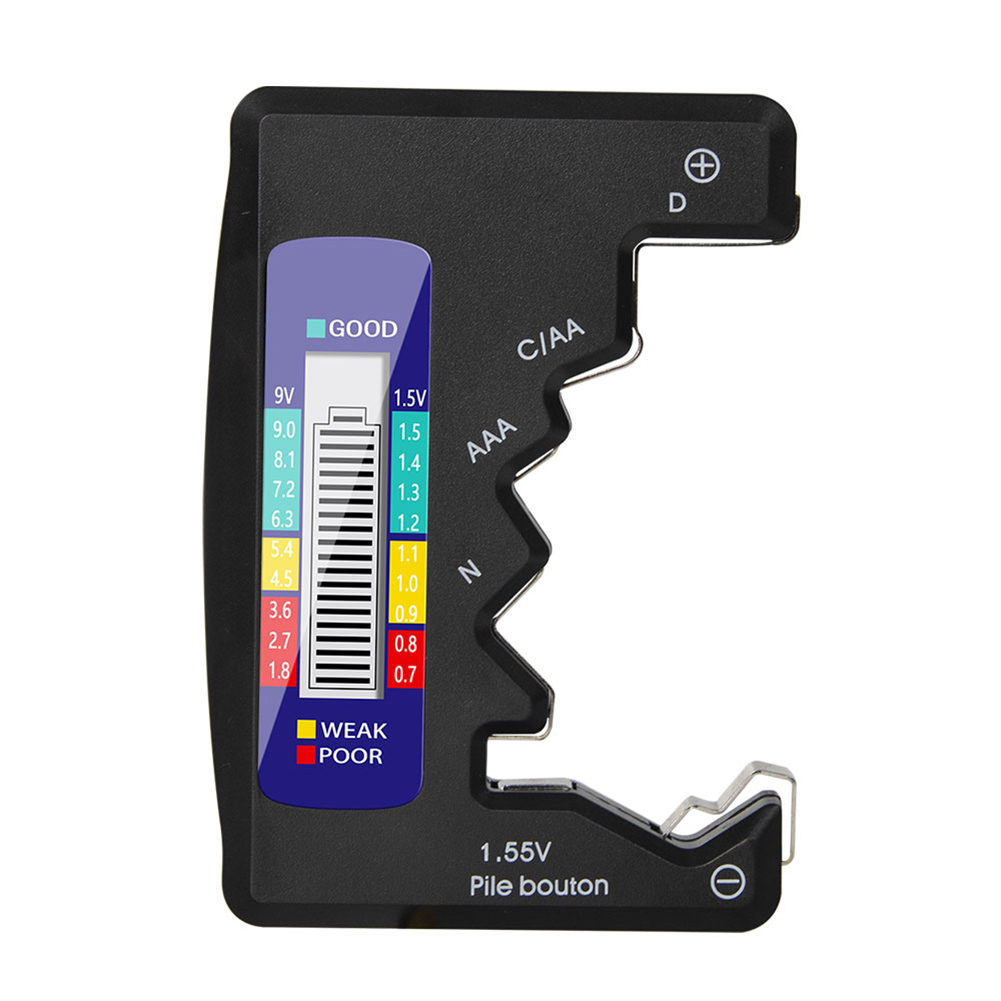 Digital Battery Tester LCD Display C D N AA AAA 9V 1.5V Button Cell Battery Capacity Check Detector Capacitance Diagnostic Tool: Black