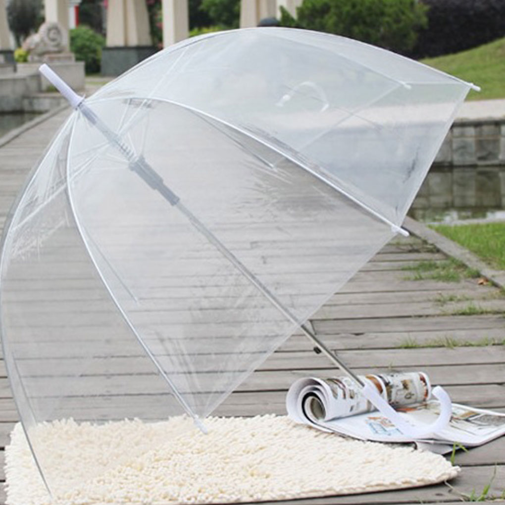 Paraguas transparente con cúpula transparente para mujer, accesorio de protección contra la lluvia y el viento