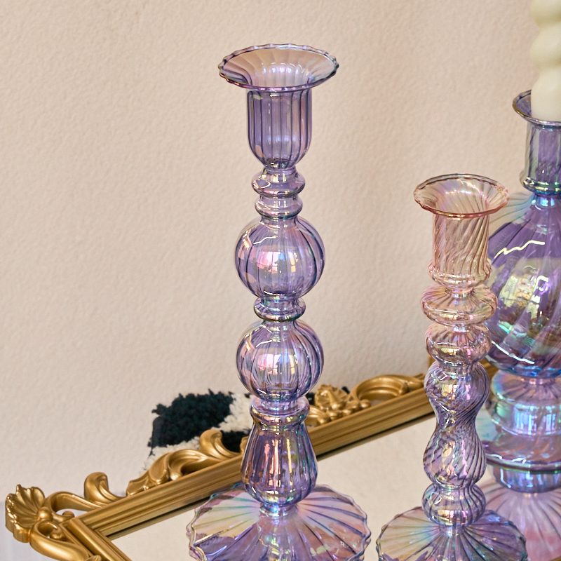 Floriddle Retro Candlesticks Taper Candle Holders Tall Candlesticks Decoration Party Glass Vase Home Decor Wedding Decoration