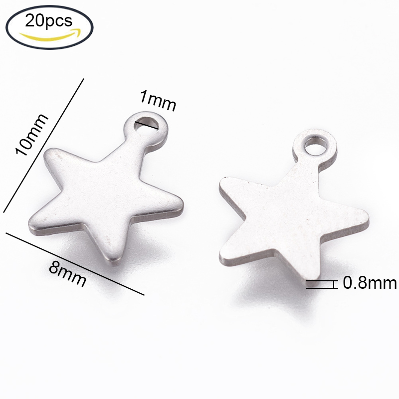 Abalorios de acero inoxidable 304 para fabricación de joyas, accesorio para hacer joyas DIY (mariposa, corazón, flor, llave, Luna, nota Musical, anillo, Estrella redonda plana), 5 ~ 20 piezas