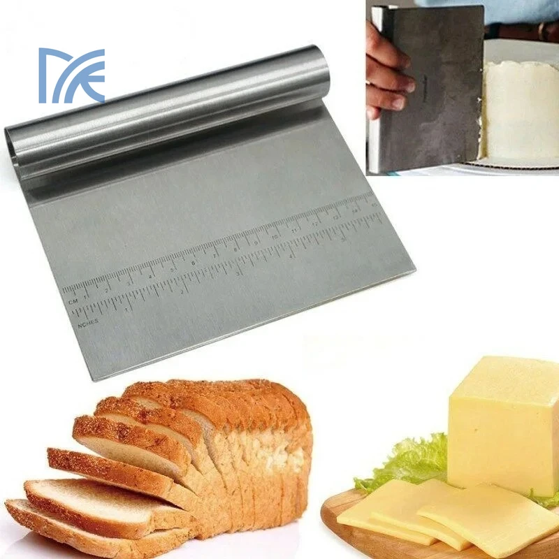 Stainless Steel Pizza Cutter Dough Pastry Scraper with Measuring Scale Multifunctional Cake Bread Separator Scale Knife