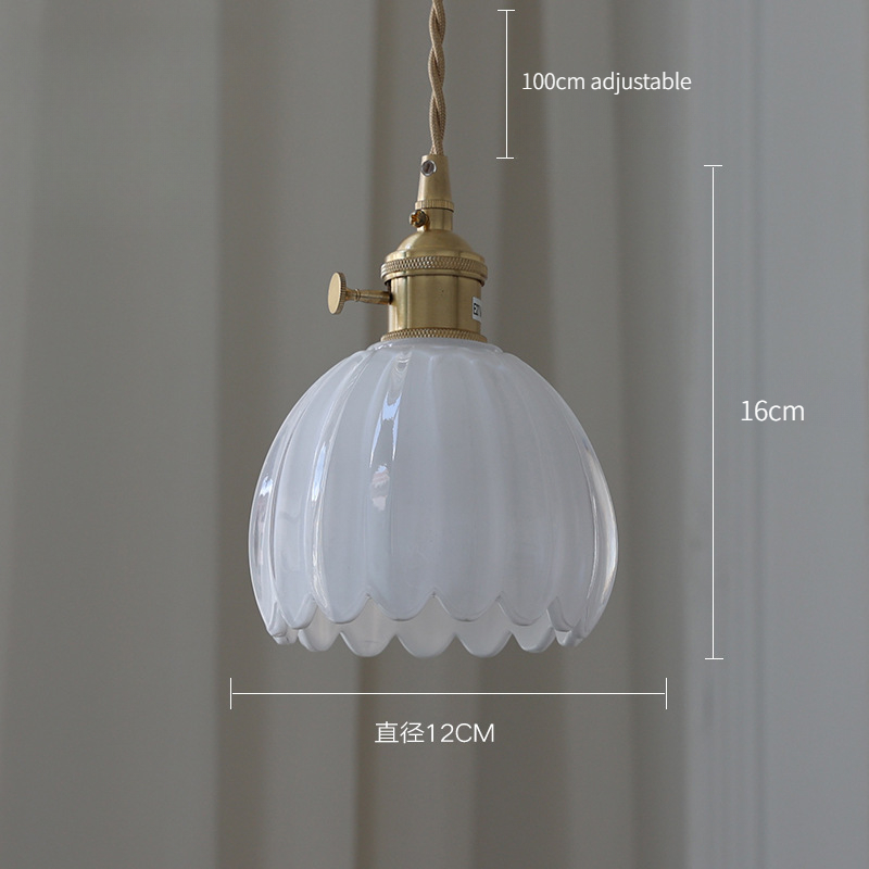 Vintage zielony tulipan szklany klosz lampy ściennej salon sypialnia lampa na drzwi lampki nocne: Brązowy