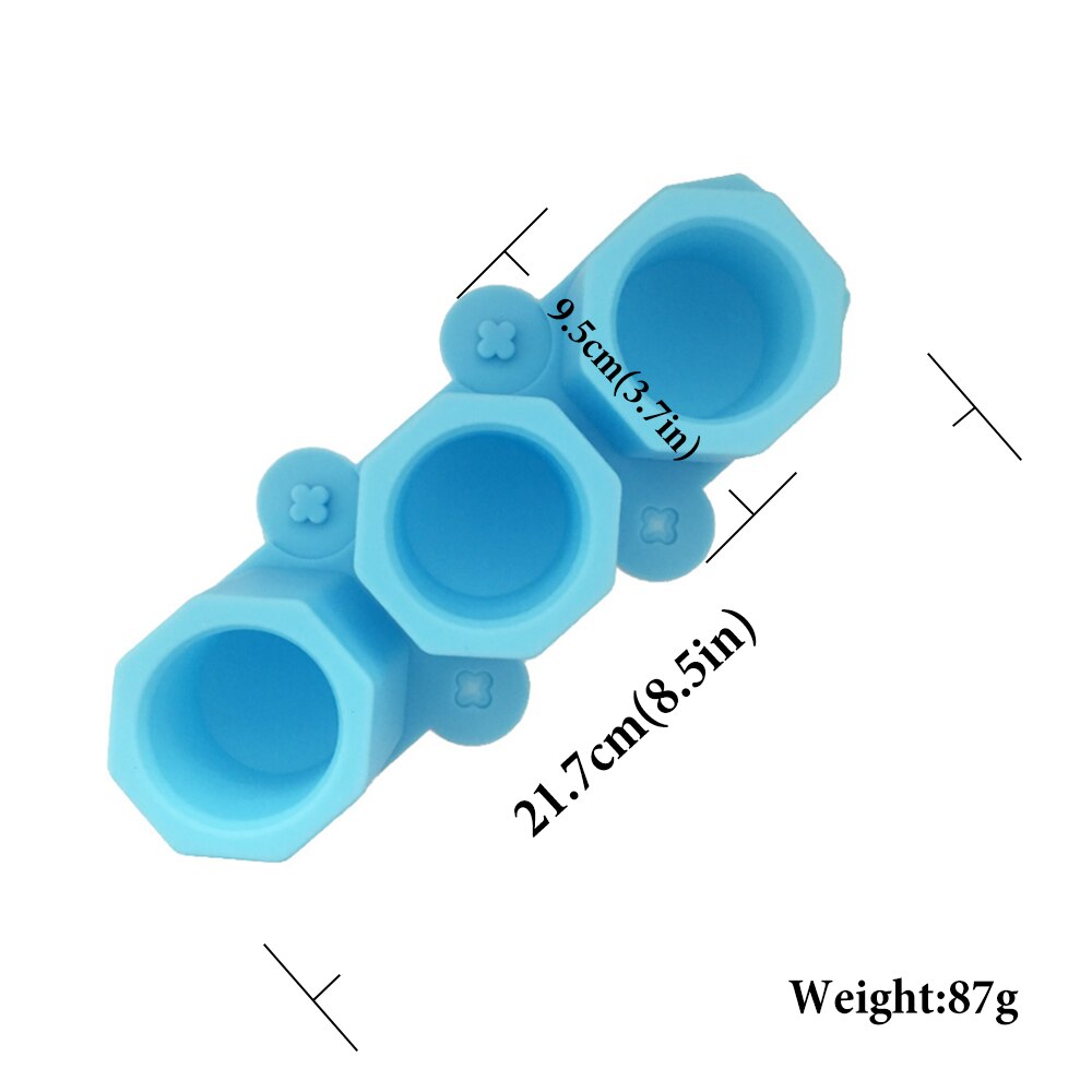 Molde para maceta de hormigón poligonal redondo geométrico de 3 agujeros, moldes de cemento para decoración de velas de aromaterapia de silicona