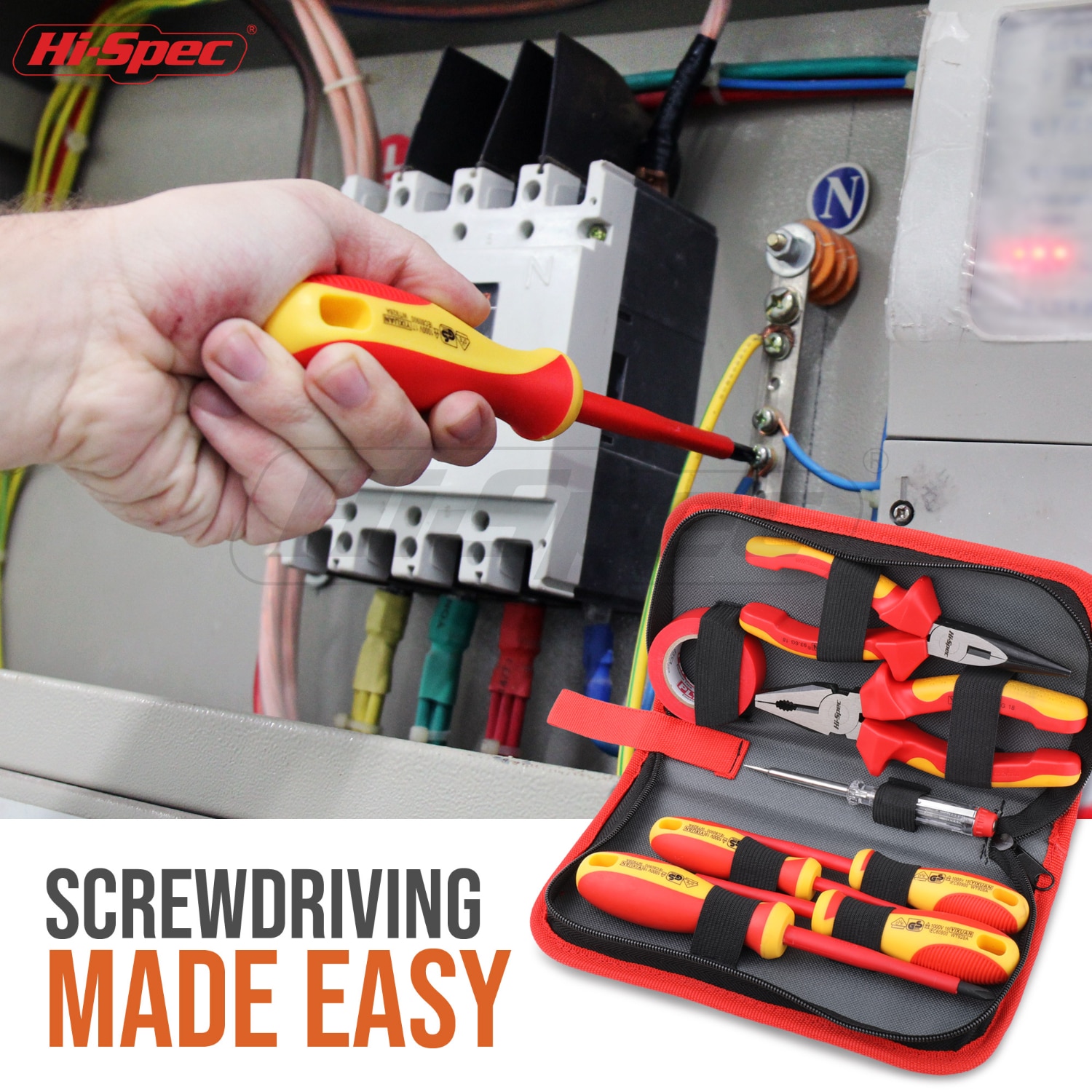 Hi-Spec 8Pc Vde 1000V Goedgekeurd Geïsoleerde Elektricien Tool Set S2 Magnetische Schroevendraaier Set Tester Elektrische Tape snijden Tang
