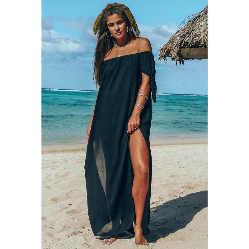 cover up beach woman Maxi Summer Beachwear Long Dress Off Shoulder Beach Summer Cover-Ups robe de plage