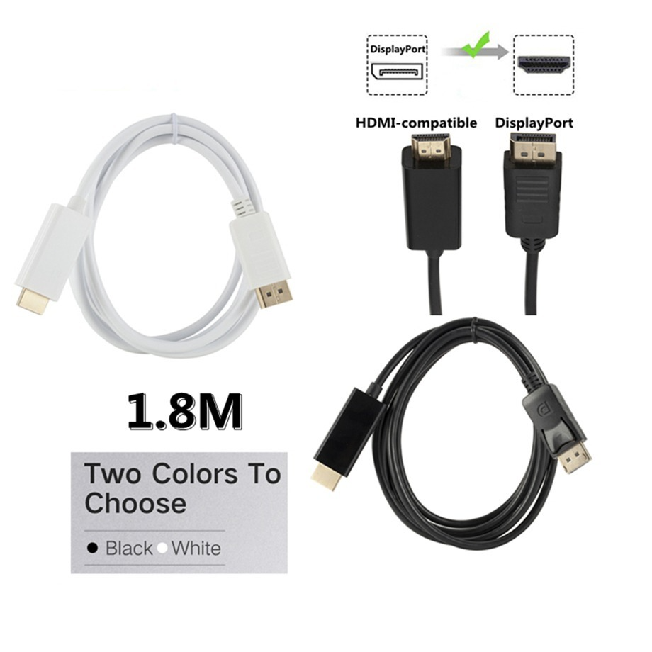 1.8M Displayport Hdmi Adapter Hd 1080P Display Port Converter Voor Pc Laptop Projector Dp Naar Hdmi Kabel Displayport hdmi Kabel