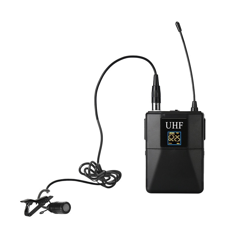 UHF Microphone UHF Lapel Mic Wireless Interview Microphone with Bodypack Transmitter for Computer Speaker Mixer
