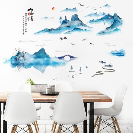 Kinesisk stil wallstickers soveværelse dekorative vinyl decals boligtilbehør stue fliser væg panel dør sticker tapet