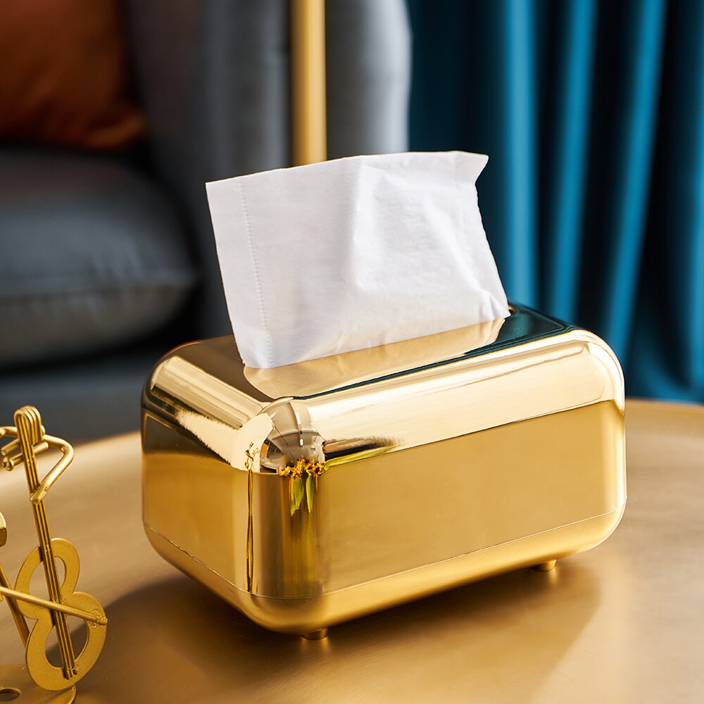 Porte-serviettes en papier doré, boîte à mouchoirs de cuisine, organisateur d'ornement artisanal, porte-serviettes de bureau