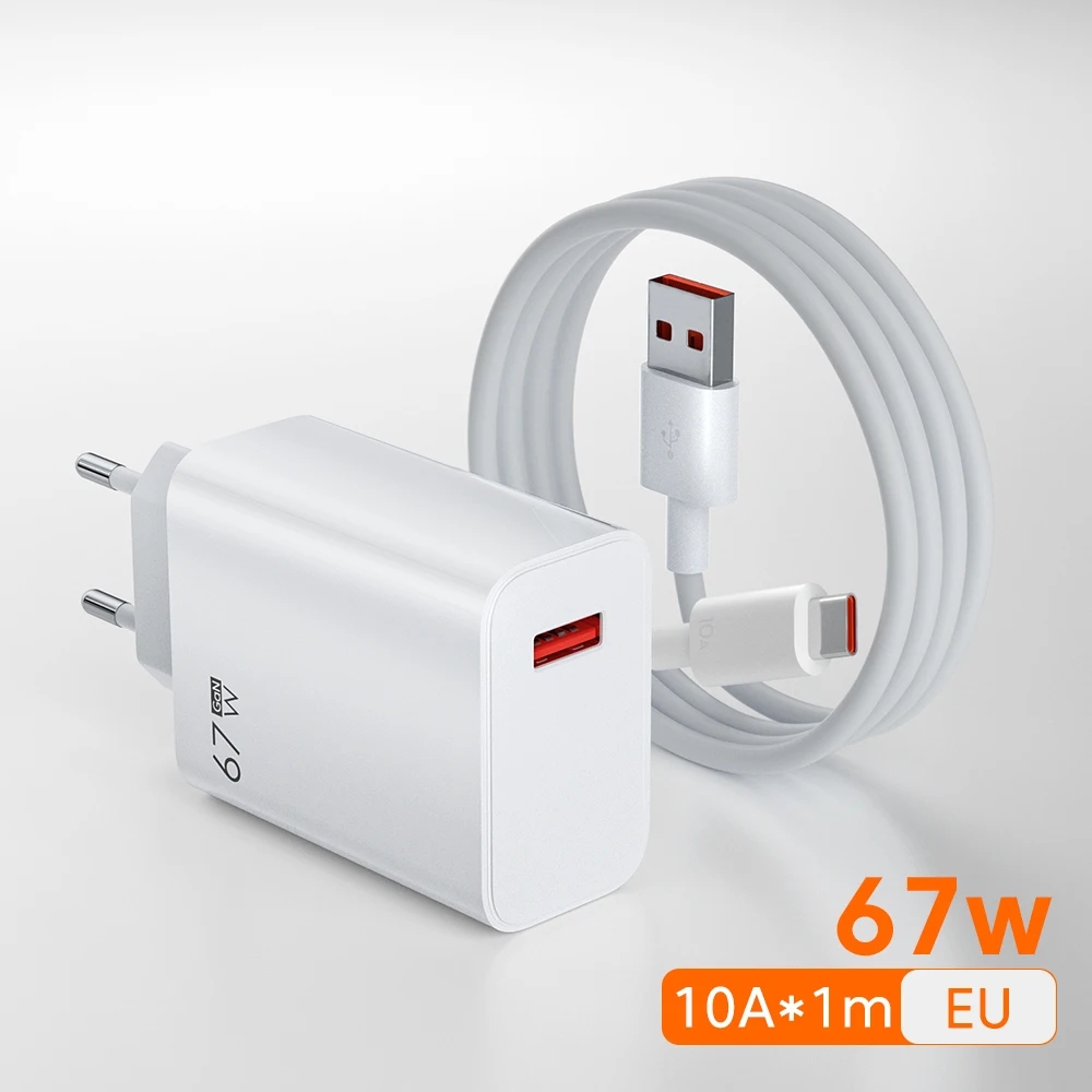 Xiaomi 67W cargador Turbo carga rápida adaptador UE/EE. UU. Cable Usb tipo C para Redmi Note Pro Mi 13 Lite K60 K60E K50 CIVI 3 2: UE