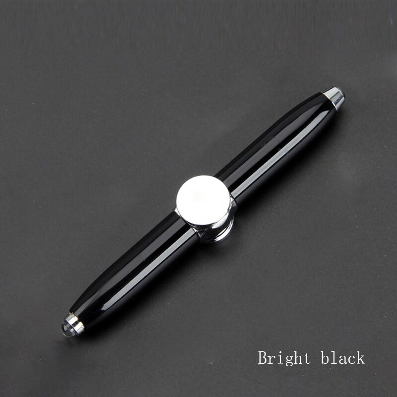 Gold Metal Fidget Spinner Pen Multi-Function Gyroscope Decompression Ball Point Pen LED Light Pens For school&Office Supplies: Bright black