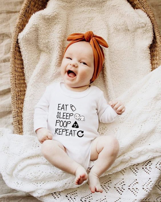 Baumwolle Infant Halten Essen Schlaf Poo Wiederholen Baby Mädchen Jungen Körper Strampler Kleidung Baby Mädchen Lustige Langarm Overall Kleidung