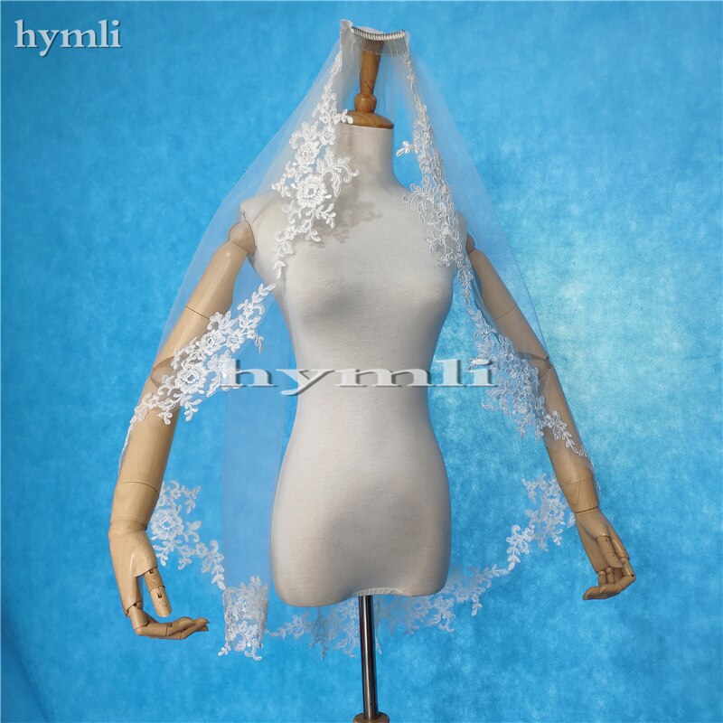 Nueva longitud de la yema del dedo 1 capa suave encaje velo de novia accesorios de boda blanco marfil velo de boda peine de Metal