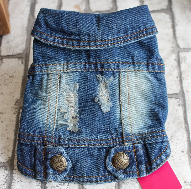 Mode Gat Blauwe Hond Kleren Hond Vest Lente Zomer Jeans Puppy Denim Hond Jas Jas Voor Franse Bulldog Yorkshire Terrier