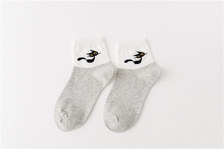 Cute Cat Women Socks Middle Tube Cartoon Cotton Socks for Girls: 017