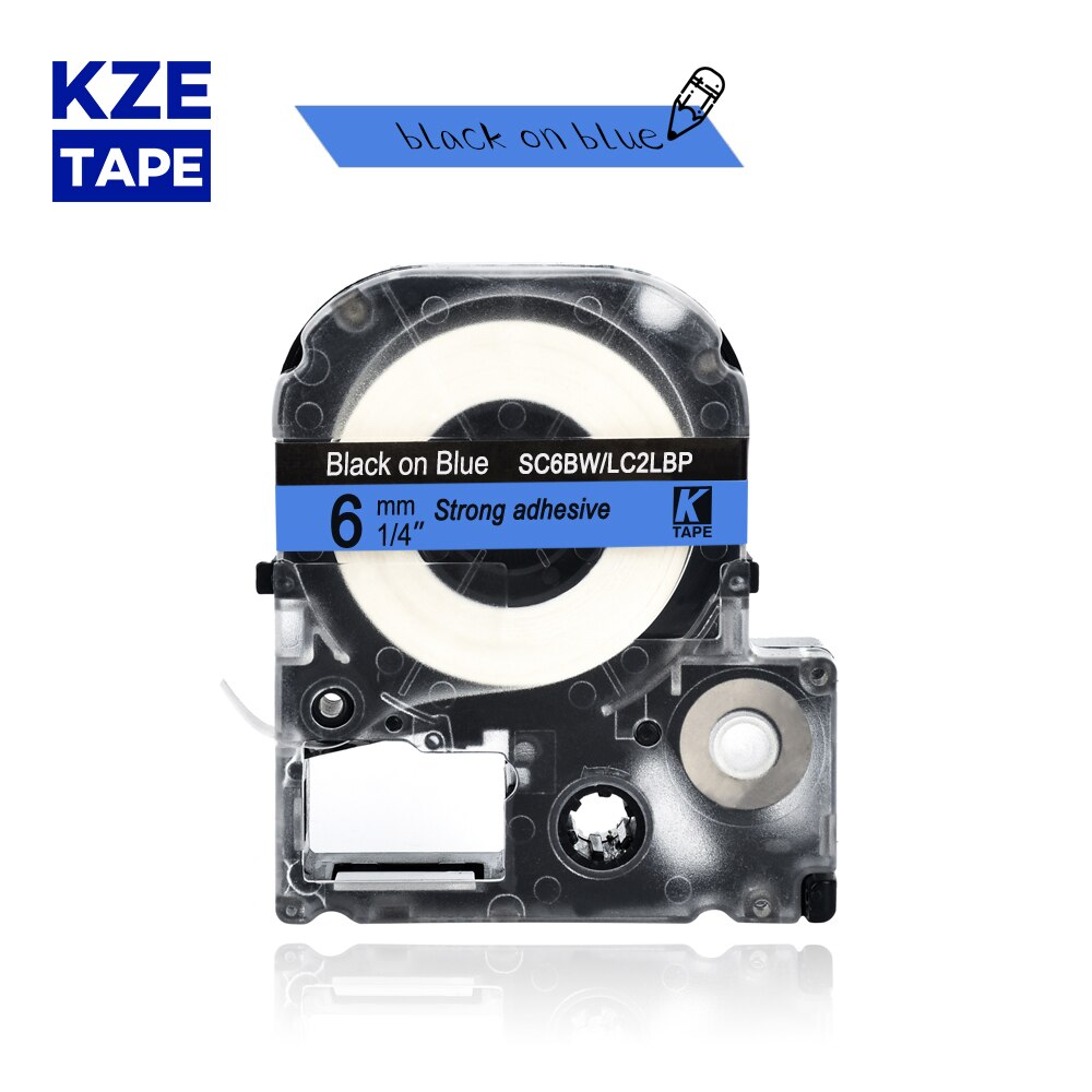 6mm 1pcs Multicolor SS6KW SC6YW SC6RW SD6K ST6KW Label Tapes for Epson Label Printer for KingJim label maker LW-300 LW400: black on blue