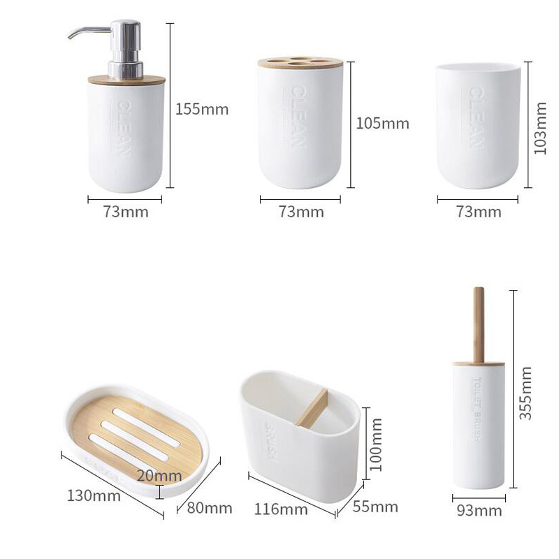 Bathroom Accessories Set Soap Lotion Dispenser Toothbrush Holder Soap Dish Tumbler or wood Bottle Cup Black/White/gray