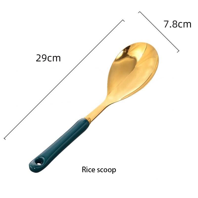1pcs Green Porcelain Plate ceramic Dinner Plate Tableware Dinner Set Phnom Penh Exquisite Dinnerware Big Soup Ladle Leak Spoon: Big Rice spoon