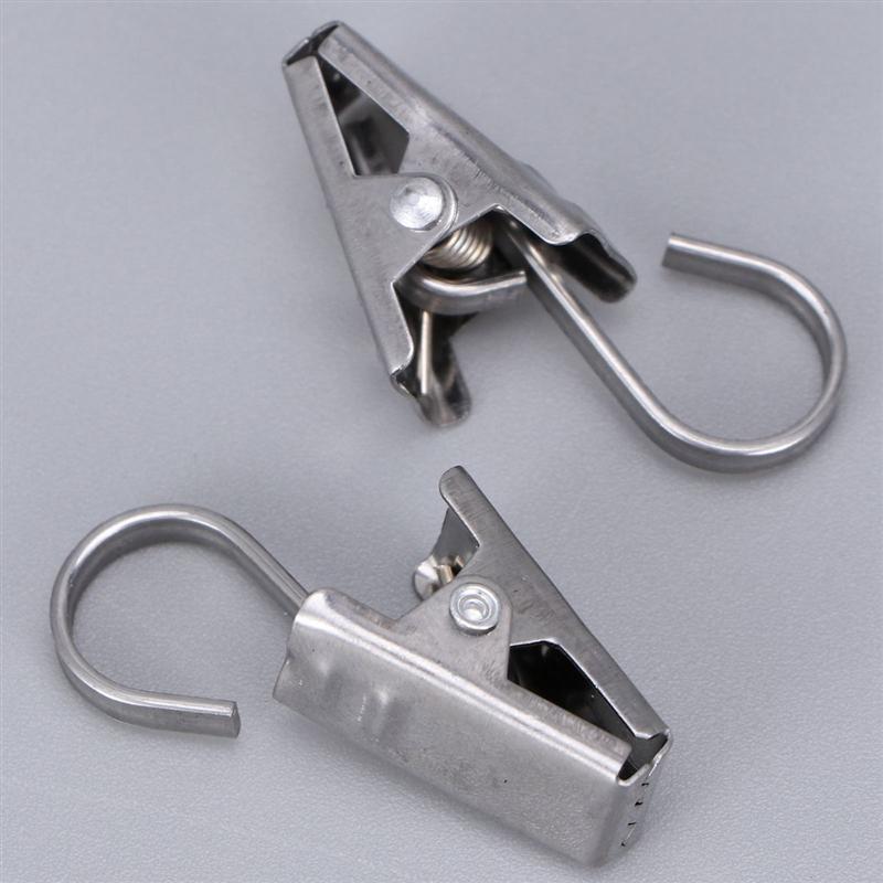 20 Stuks Roestvrij Draperie Ringen Satijn Nikkel Gordijn Clips Met Haak Gordijn Haak Metalen Ringen Clips