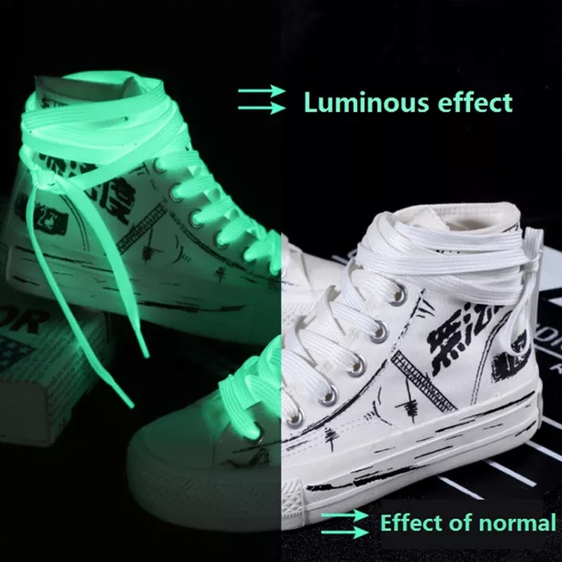 1 paar Lichtgevende Schoenveters voor Kid Sneakers Mannen Vrouwen Sportschoenen Veters Glow In The Dark Night Shoestrings Reflecterende Schoenveters