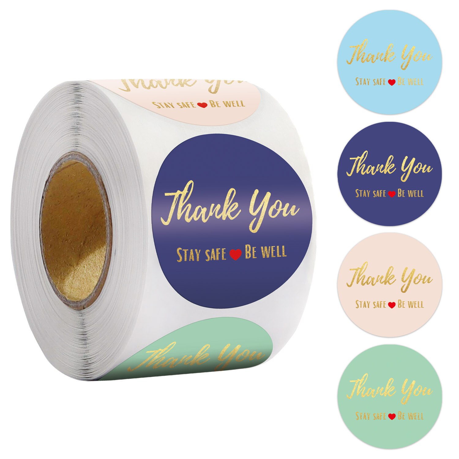 100-500pcs Blue Thank You Stickers Seal Labels 1inch Gold Foil Paper Decoration Sticker Handmade Wedding Labels Stationery: QY902-100PCS