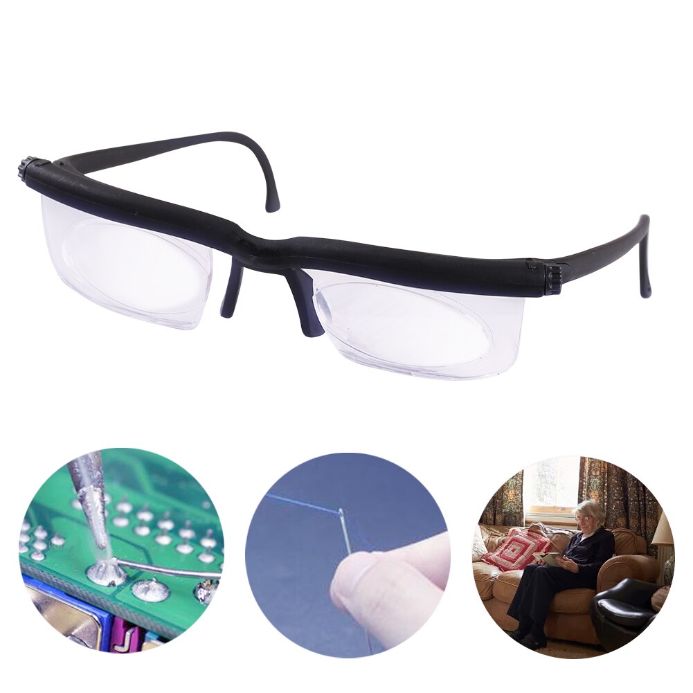 Unsex Verstelbare Sterkte Lens Eyewear Variabele Focus Afstand Vision Zoom Bril Beschermende Vergrootglazen W/Opbergtas