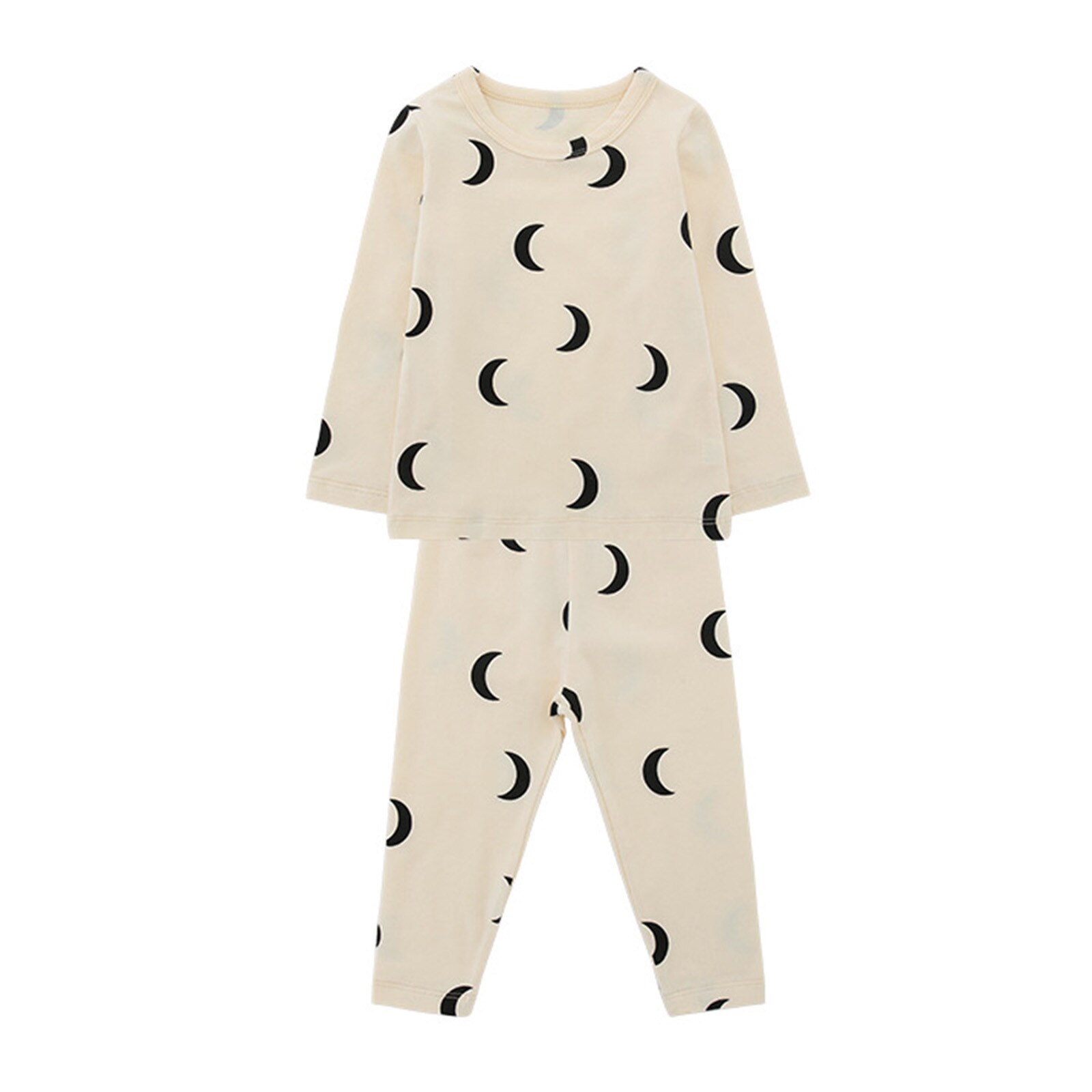 Zuigeling Kinderen Baby Meisjes Jongens Lange Mouw Liefde Maan Print Top + Liefde Moon Star Broek Homewear Pajama Set: Black  / 90