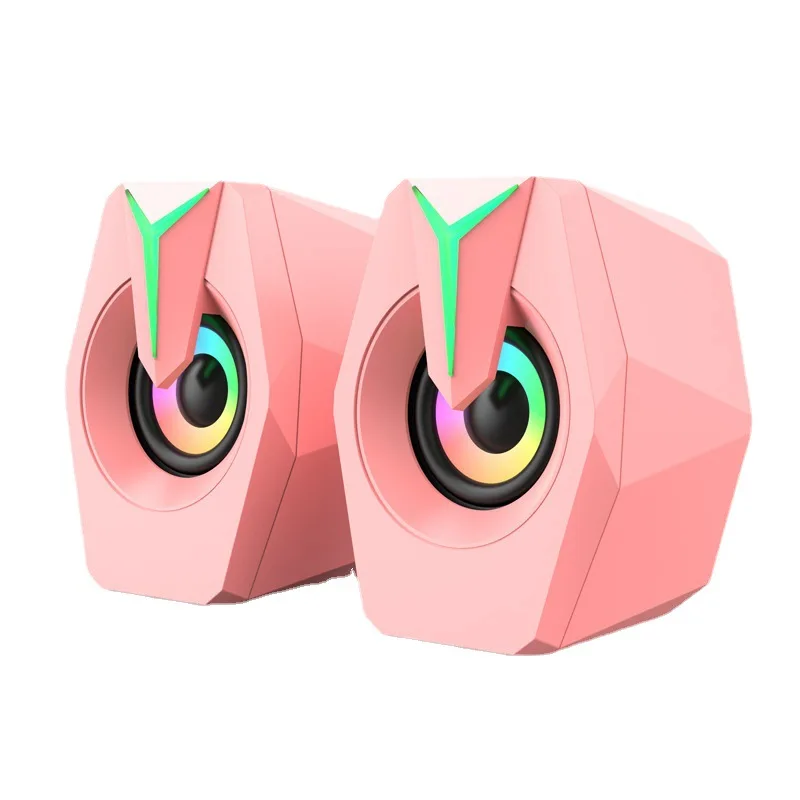 Neutrala engelska datorhögtalare bärbar dator stationär ljudlåda hemmakontor usb trådbunden liten horn rosa kvinnor plastmaterial