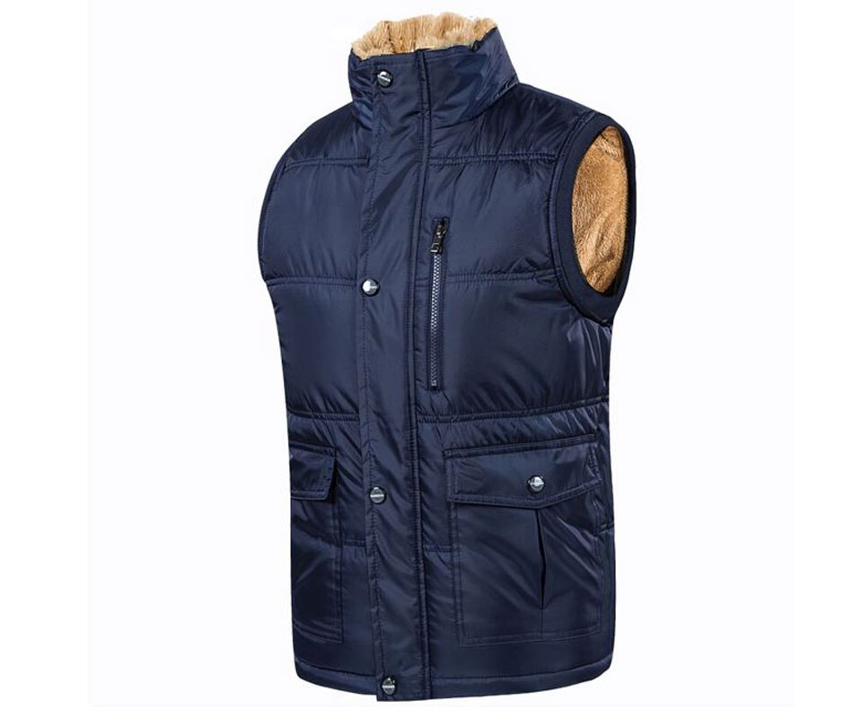Gilet en molleton pour homme, veste sans manches, couleur unie, noir, , grande taille 7XL, Gilet épais, automne et hiver décontracté: Blue / 7XL