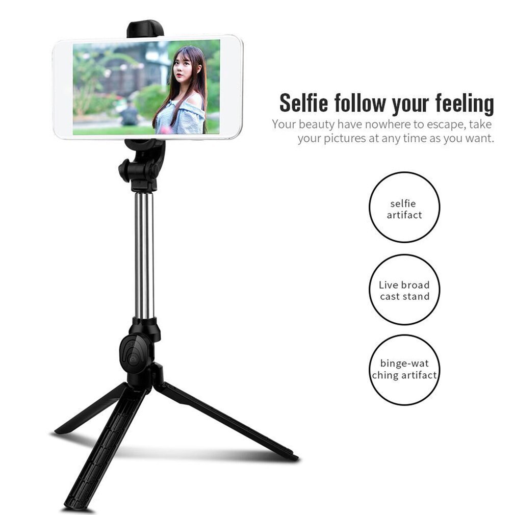 Trépied Selfie bâton téléphone portable Vertical et Horizontal vidéo Selfie bâton poche pliant téléphone pince rotation de 270 degrés