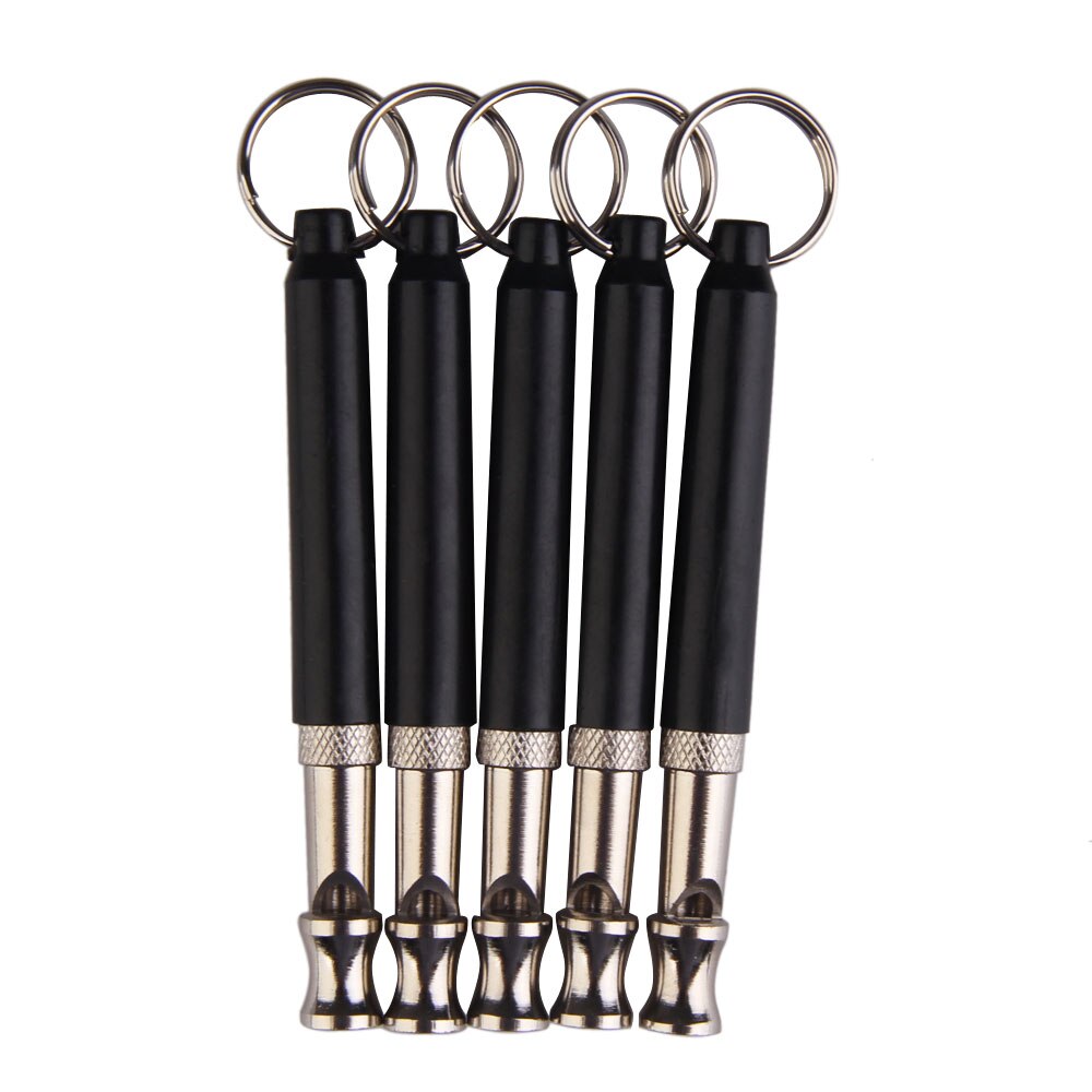 1 Pcs Metal Dog Puppy Whistle Ultrasonic Adjustable Sound Key Training Sound Whistle Sound With Keychain For Dog Pet: black