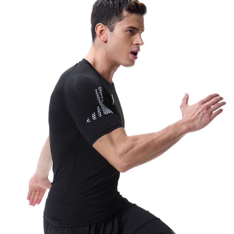Mens Running Tight Short Sleeve T-shirt Compression Quick Dry Shirts Male Gym Fitness Bodybuilding Jogging Tees Tops