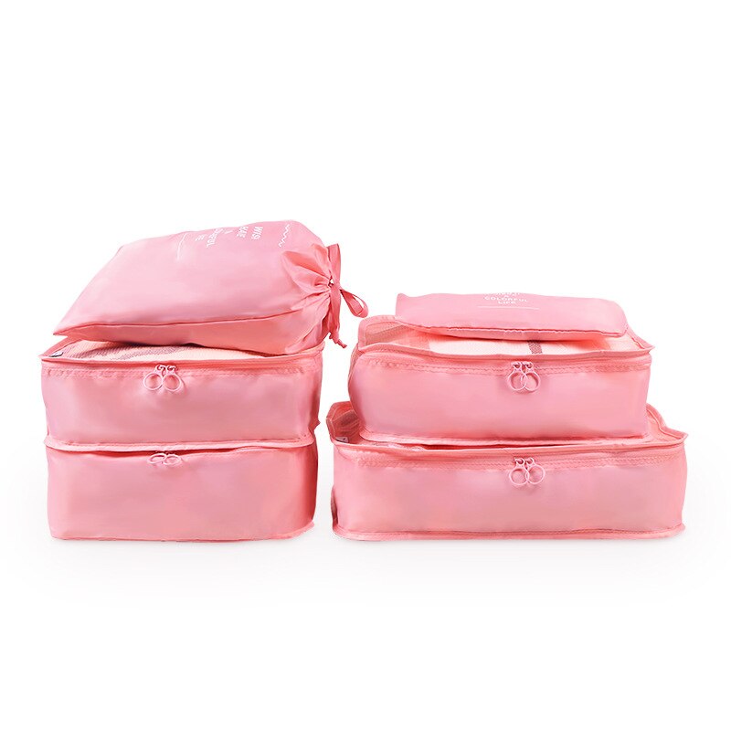 RUPUTIN 6PCS/Set Cloth Waterproof Travel Mesh Bag In Bag Luggage Organizer Packing Cube For Travel Accessories: Pink