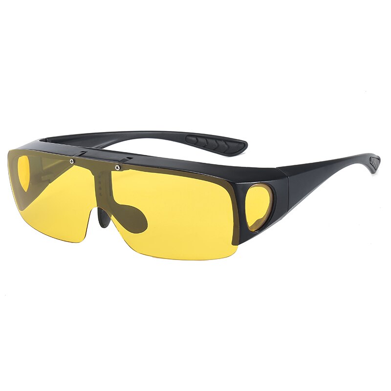 Gafas de sol polarizadas con visión nocturna para hombre y mujer, lentes de sol HD para pescar, senderismo, conducir, tiro, miopía: Black Yellow