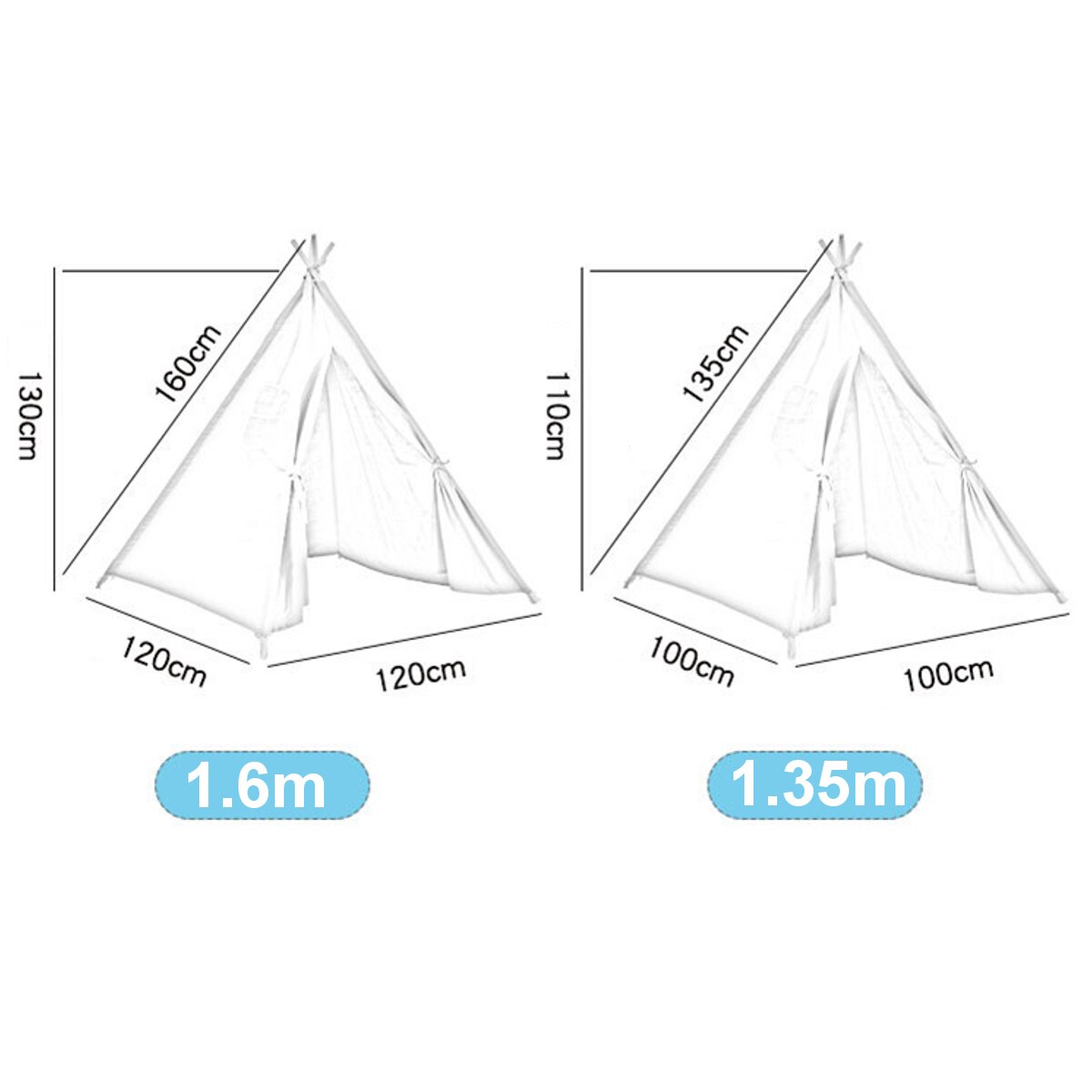 160/135cm Tipi zelt für freundlicher Spielen-Zelt Tipi Haus Wigwam Zimmer freundlicher Zelt Spiel-haus Dreieck Tipi Leinwand Schlafen Kuppel