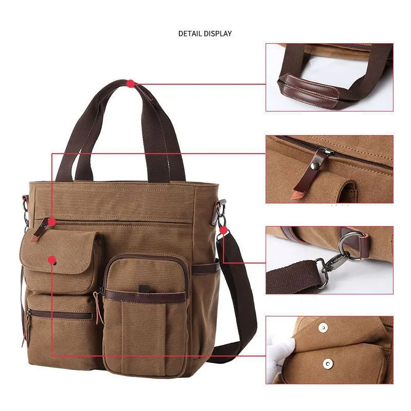 Heren Canvas Messenger Bag Crossbody Tassen Unisex Sling Bag Schoudertas voor reizen Werk College Vintage herenhandtassen Aktetas