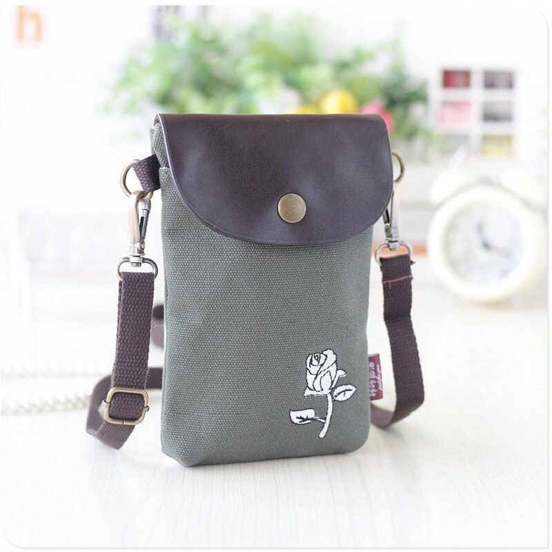 Kleine Canvas Schoudertas Vrouwen Groot Scherm 6-Inch Mobiele Telefoon Zak Meisje Clutch Bag Portemonnee: 02