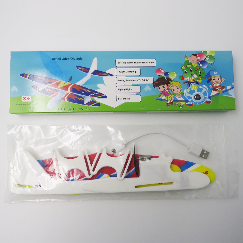 Flytec bricolage Biplane planeur mousse alimenté avion volant électrique condensateur USB chargeur main planeur EPP jouets pour enfants