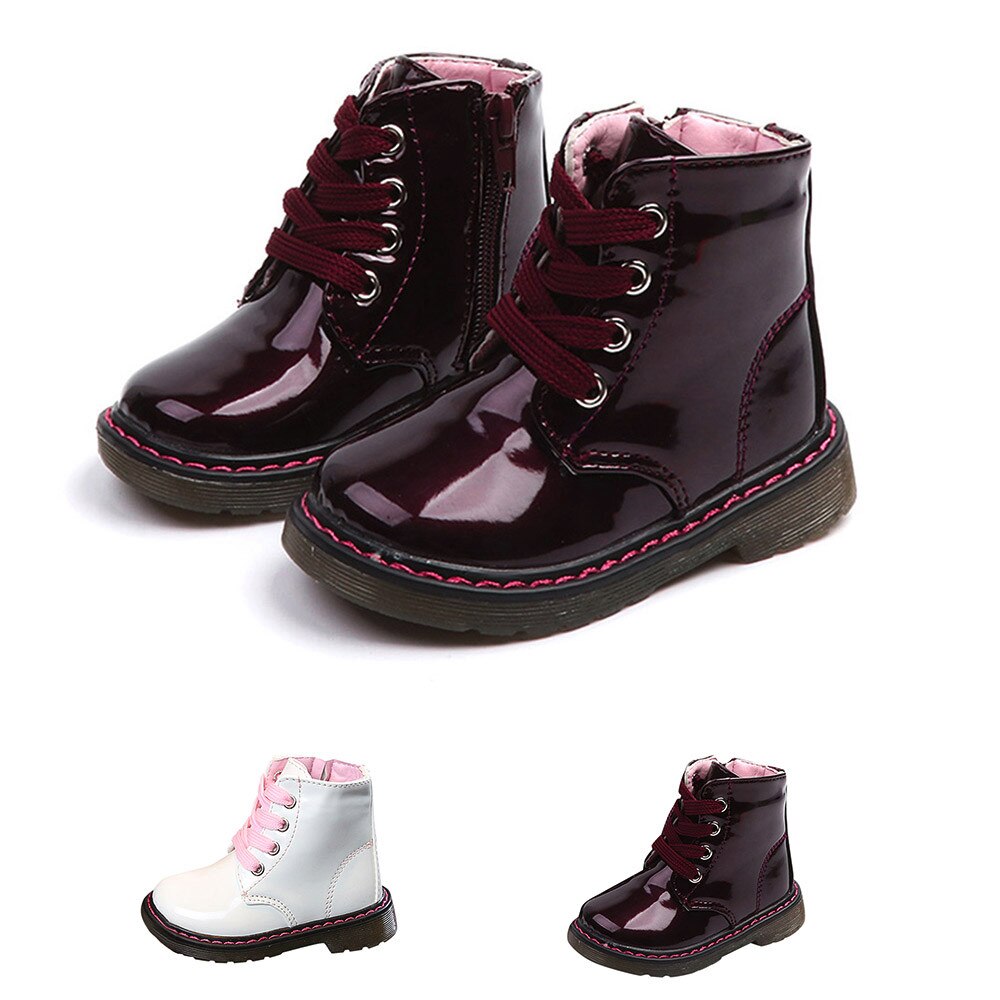 Botas de otoño invierno venta de niñas botas Martin botas nueva de zapatos de cuero de los niños de chica cremallera suave botas calzado informal