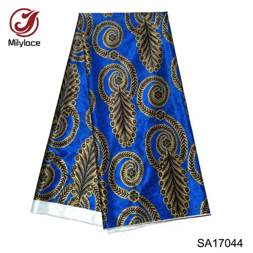 Latest Digital print Satin material African wax fabric multi color style nigerian satin fabric for garment SA17042: color 5