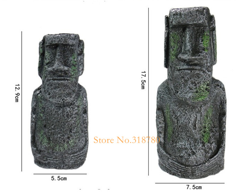 Resin Aquarium Decoration Easter Island Head Statue Egyptian Pharaoh Pyramid Desert Theme Fish Tank Decor