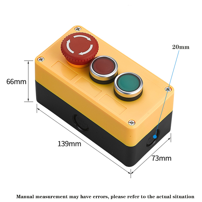 Button switch control box plastic hand-held self starting button waterproof box electrical industrial emergency stop LA38: Pink