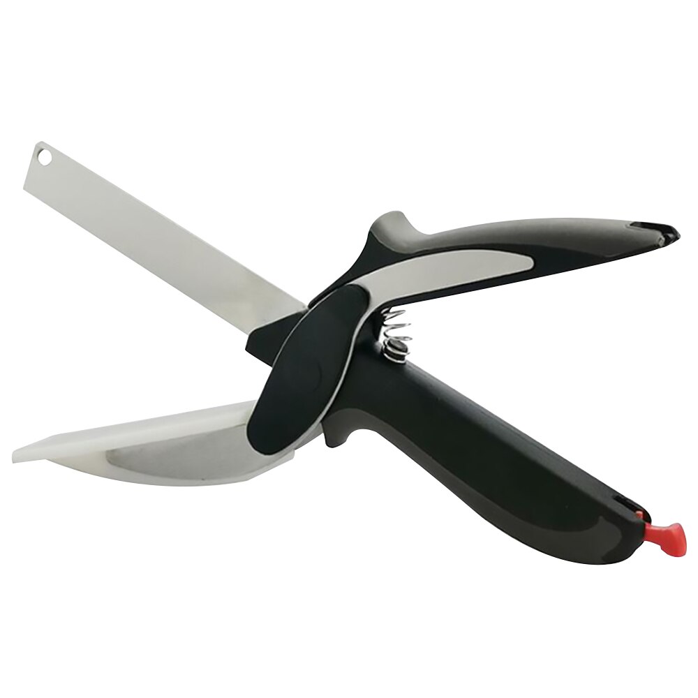 Smart Clever Scissor Cutter 2 in 1 Cutting Board Utility Cutter Stainless Steel Ourdoor Smart Vegetable Scissor Kitchen Knife 2: Default Title