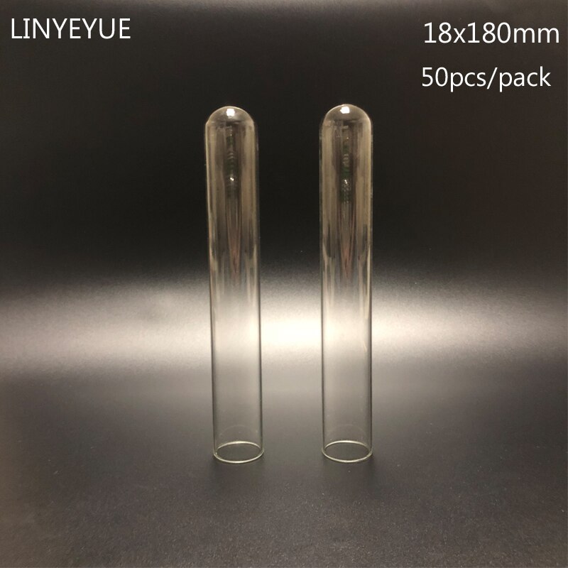 50 pieces/pack 18x180mm lab Glass Test tube U-shape Bottom Laboratory Glass Tube