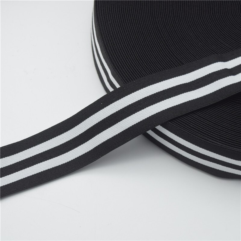 5 yards Gestreepte Rubber Elastische Lint Trim, DIY Mode Elastische Trim Broek Rand breed: 4 cm: Black and white