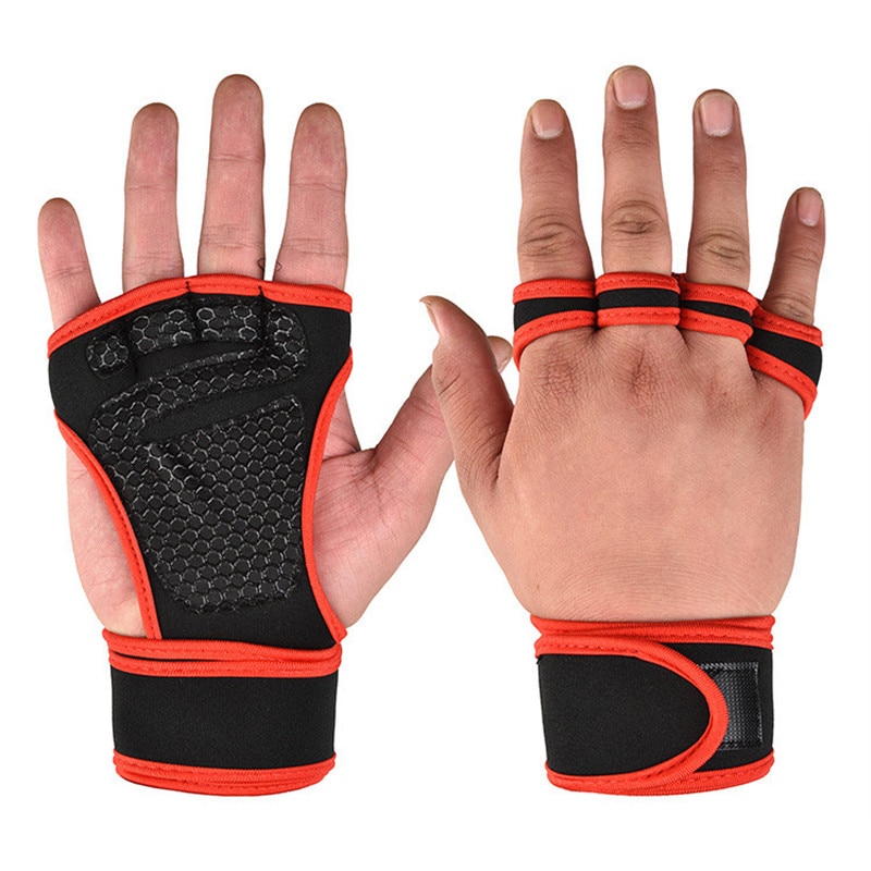 2PCS Weight Lifting Training Gloves Women Men Fitness Sports Body Building Gymnastics Grips Gym Hand Palm Protector Gloves
