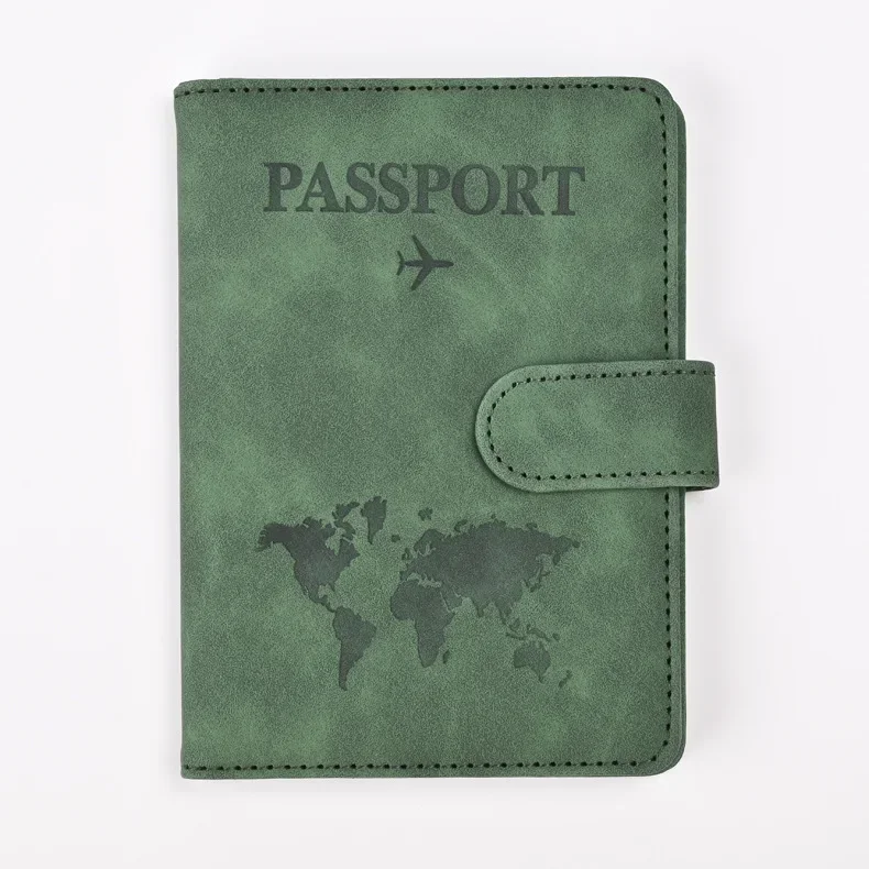 Funda para pasaporte de cuero PU para hombre y mujer, porta pasaporte de viaje con tarjetero, funda protectora tipo billetera: Gris