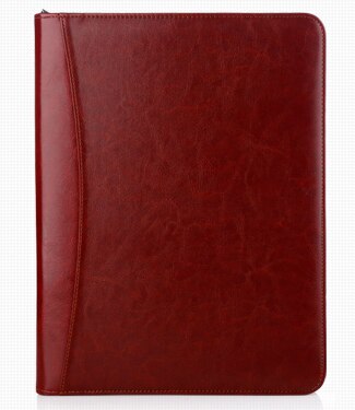 A4 office PU leather zipper portfolio folder document business executive padfolio classification: Wine red