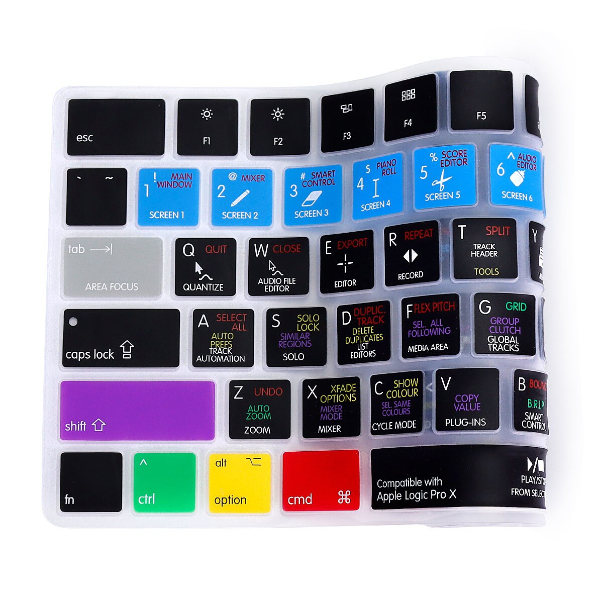 HRH Logic Pro X Functional Shortcut Durable Keyboard Cover Silicone Keypad Skin Protective Film For Apple Magic MLA22B/A English